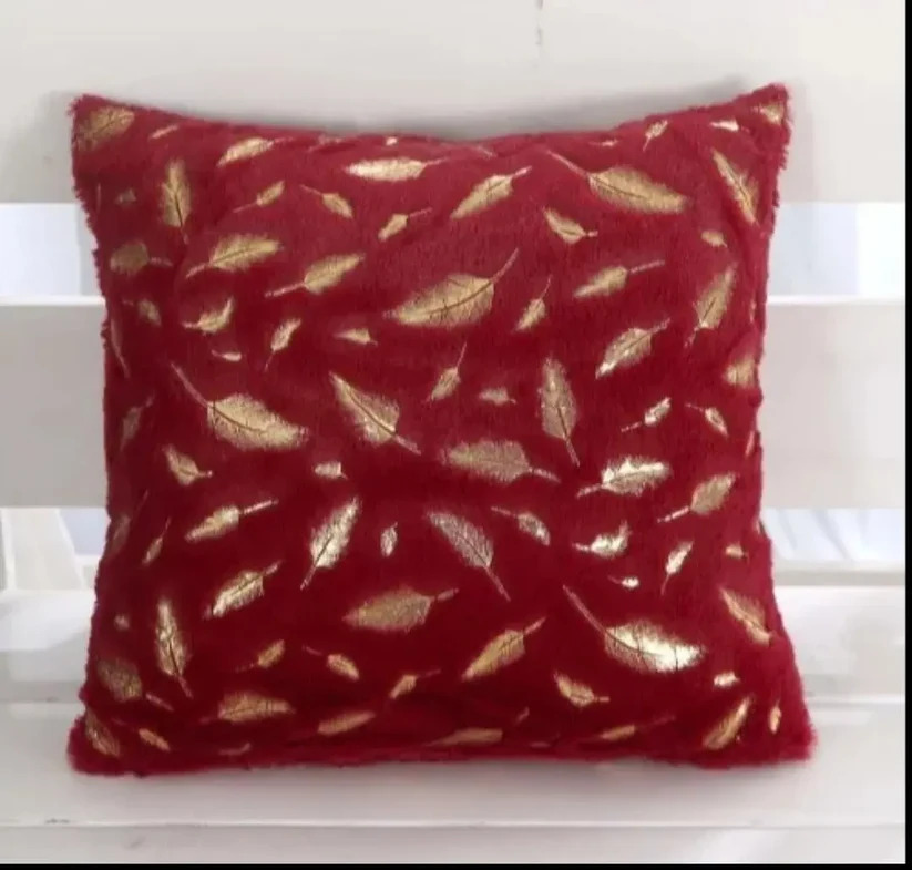 Bronzing Feather Leaf Decorative Cushion Cover 16x16 alternate