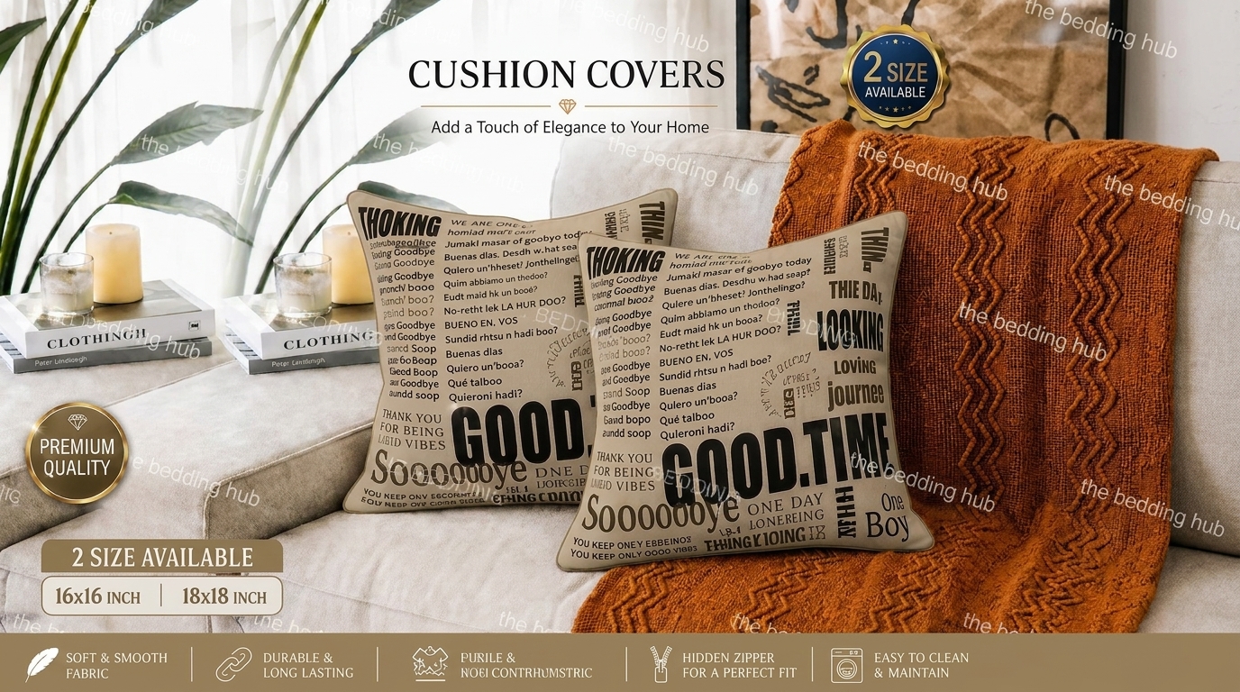 Modern Newspaper Print Cushion Cover for Sofa – 16x16 Inch