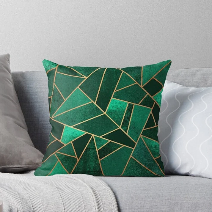 Premium Green Diamond Printed Cushion Cover 16x16 Inch – Decorative Sofa Cushion Cover
