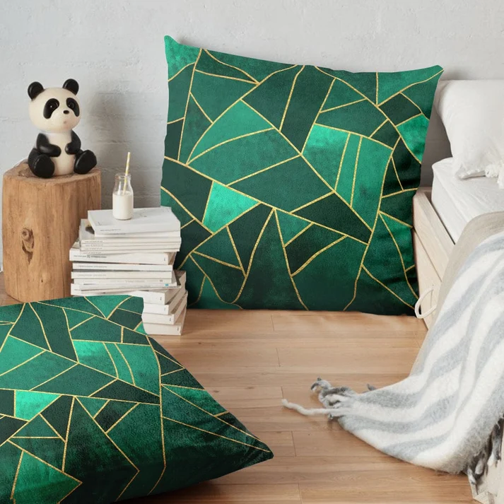 Premium Green Diamond Printed Cushion Cover 16x16 Inch – Decorative Sofa Cushion Cover alternate