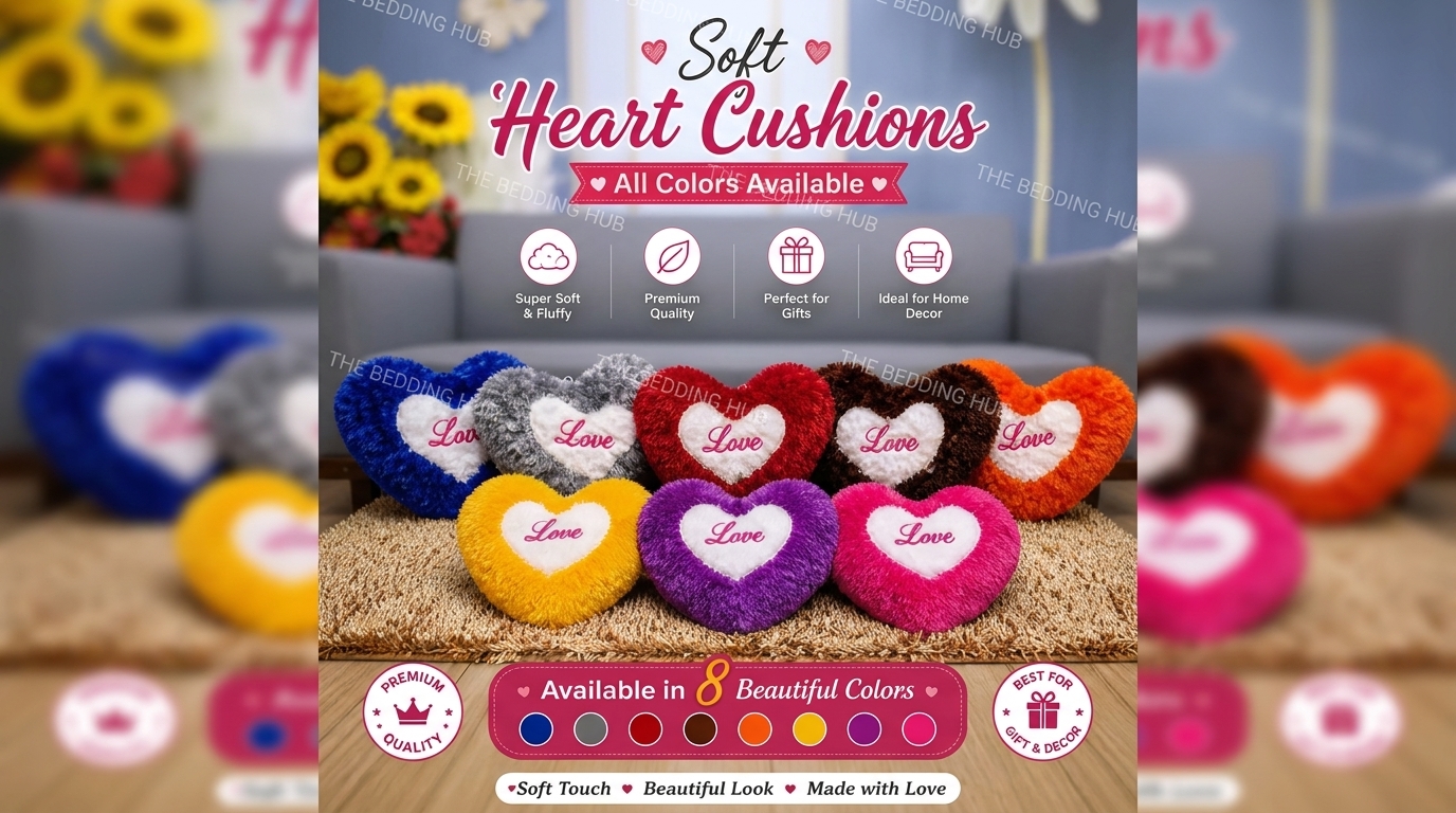 Luxury Romantic Heart Print Cushion Cover 16x16 Inch – Decorative Sofa Cushion Cover