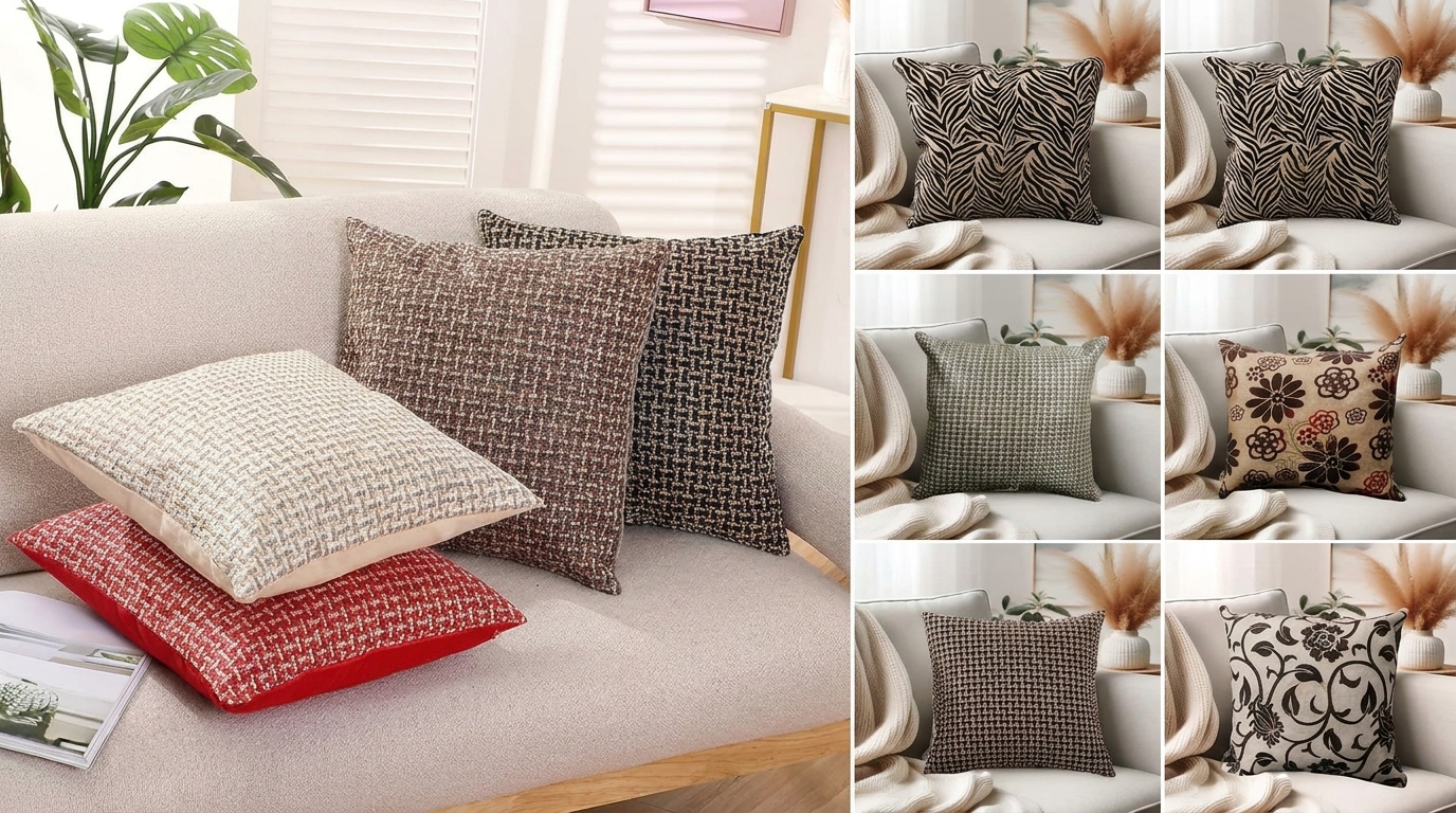 Premium Jacquard Cushion Cover 15x15 Inch – Elegant Decorative Sofa Cushion Cover
