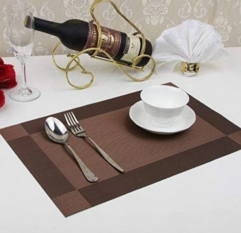 Dark Brown PVC Placemats Set Multiple Pieces