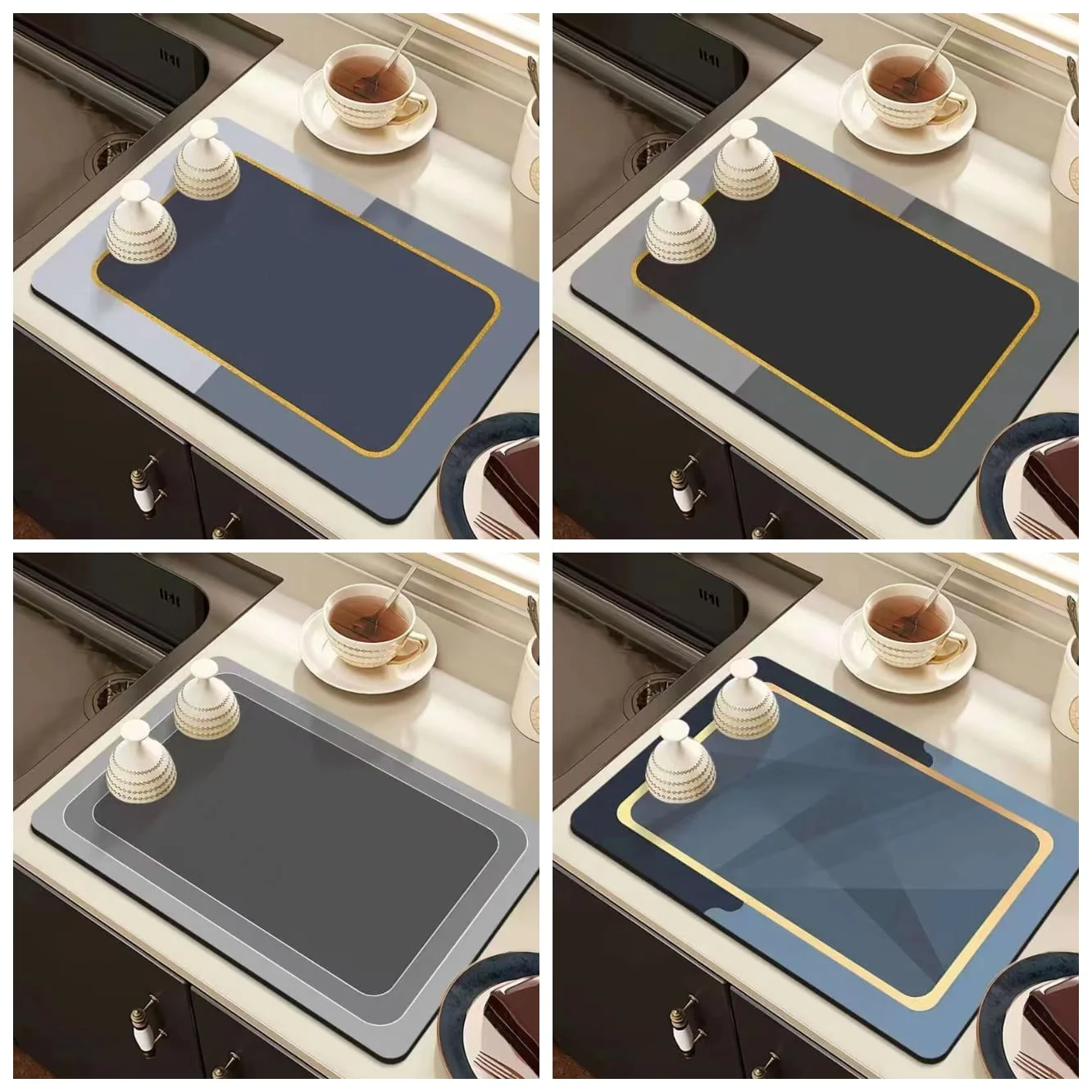 Absorbent Kitchen Dish Drying Counter Mat
