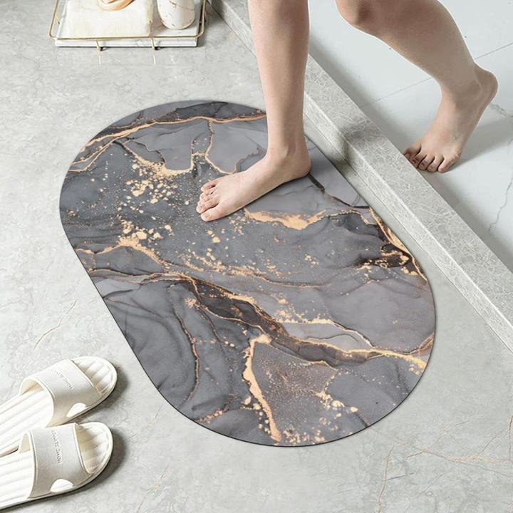 Marble Oval Absorbent Non-Slip Door Mat