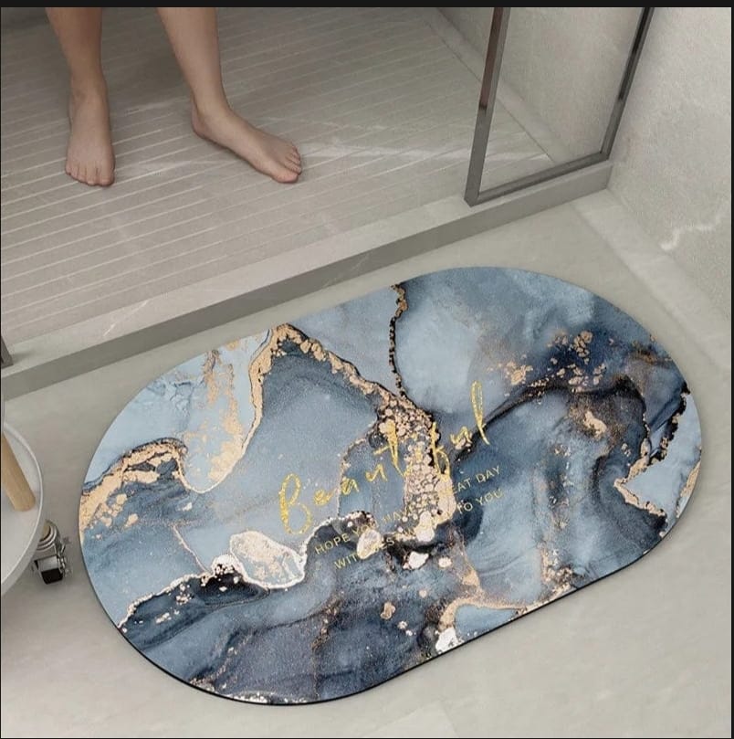 Marble Oval Absorbent Non-Slip Door Mat alternate