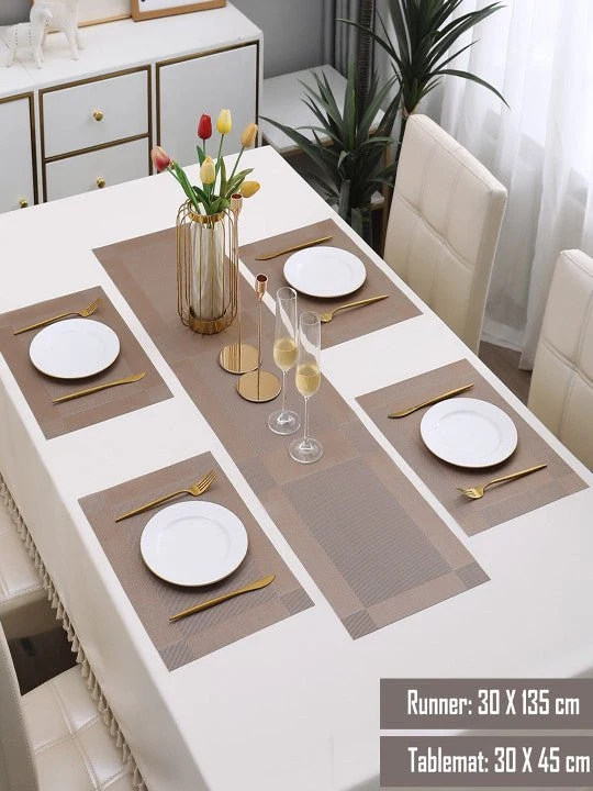 5 Pieces Light PVC Placemats with Table Runner