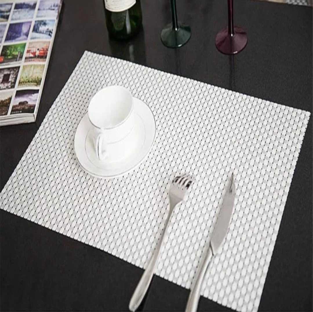 White Check PVC Placemats Set Multiple