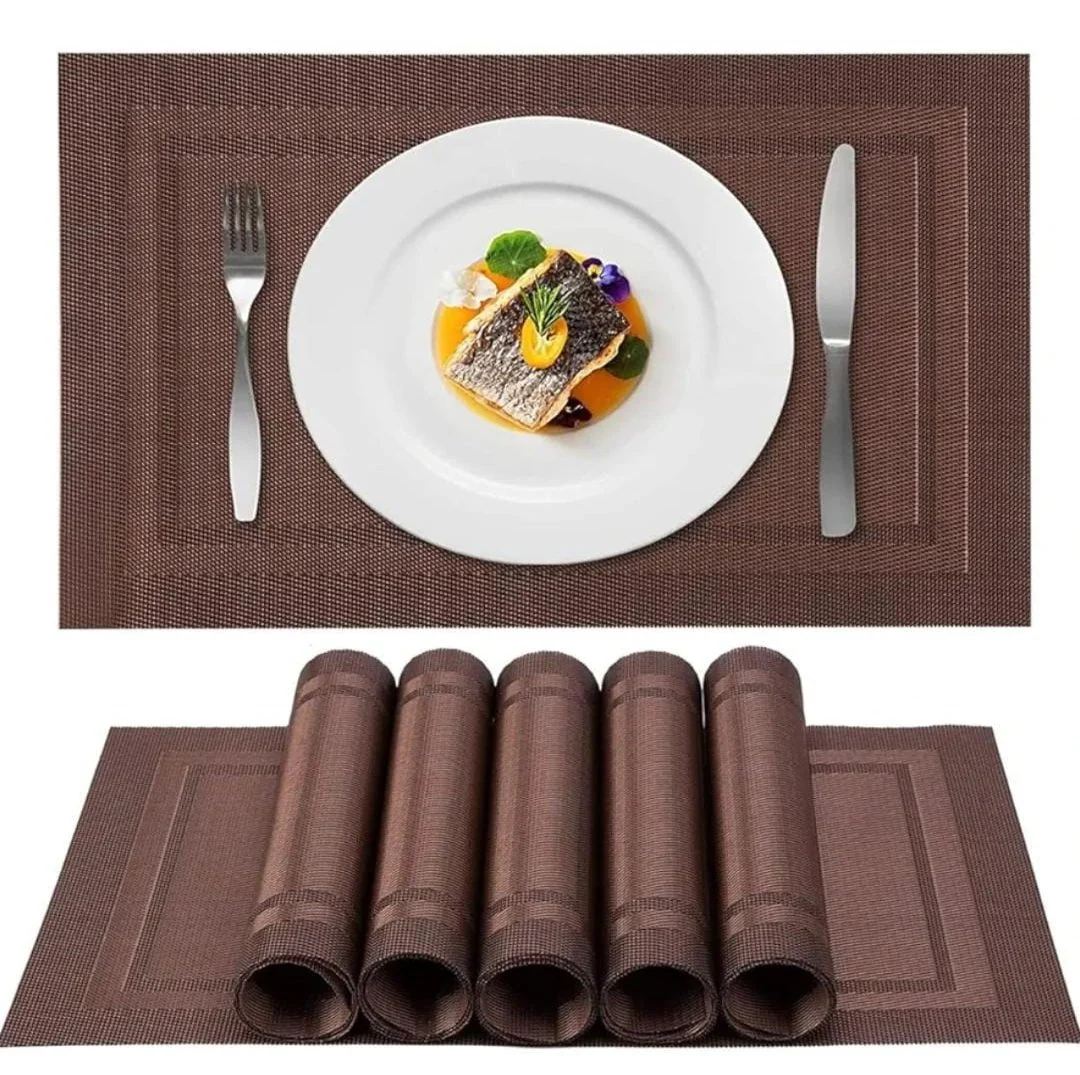 Border Brown PVC Placemats Set Multiple