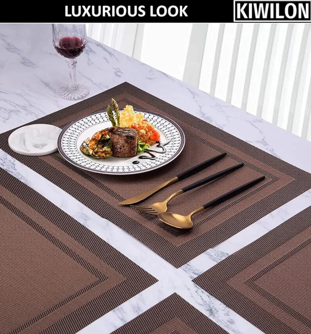 Border Brown PVC Placemats Set Multiple alternate