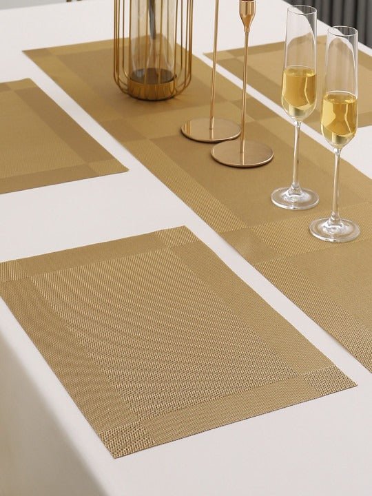 5 Pieces Golden PVC Washable Placemats with Runner alternate