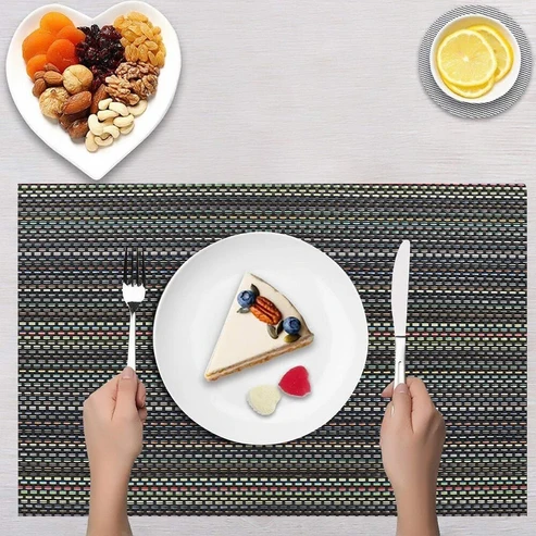 Textured Woven Placemats – 2/4/6/8 Pcs Multi-Purpose Waterproof PVC Set