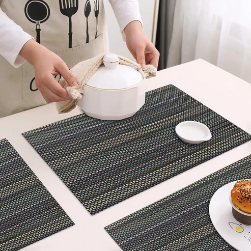 Textured Woven Placemats – 2/4/6/8 Pcs Multi-Purpose Waterproof PVC Set alternate